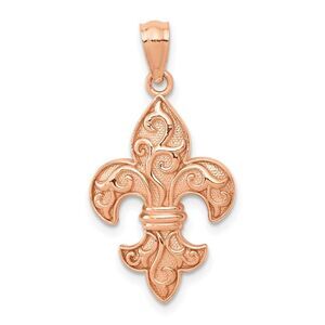 14k Rose Gold Fleur De Lis Pendant, 14mm (9/16 inch)